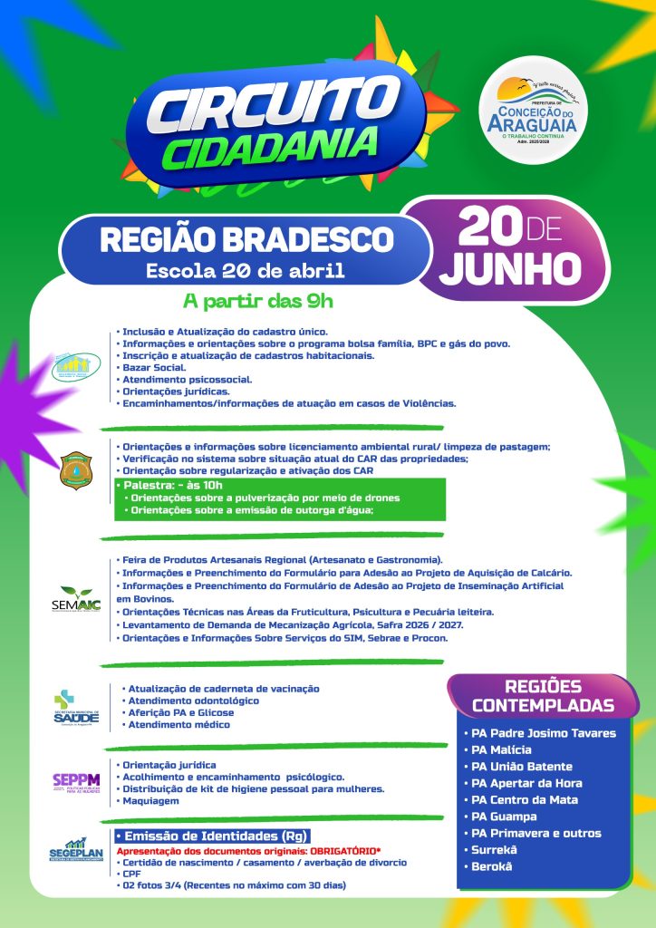 Programa “Circuito Cidadania” leva múltiplos serviços à Região Bradesco no dia 20 de junho