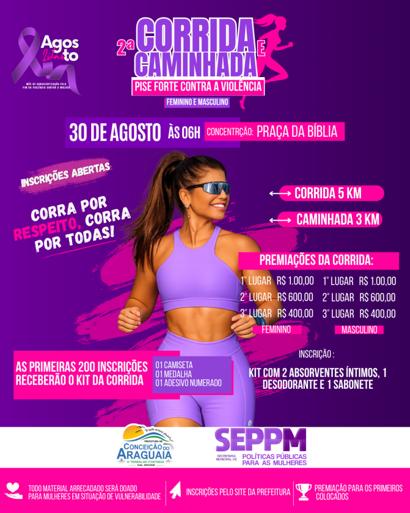 Vem aí a 2ª Corrida e Caminhada “Pise Forte Contra a Violência” em Conceição do Araguaia